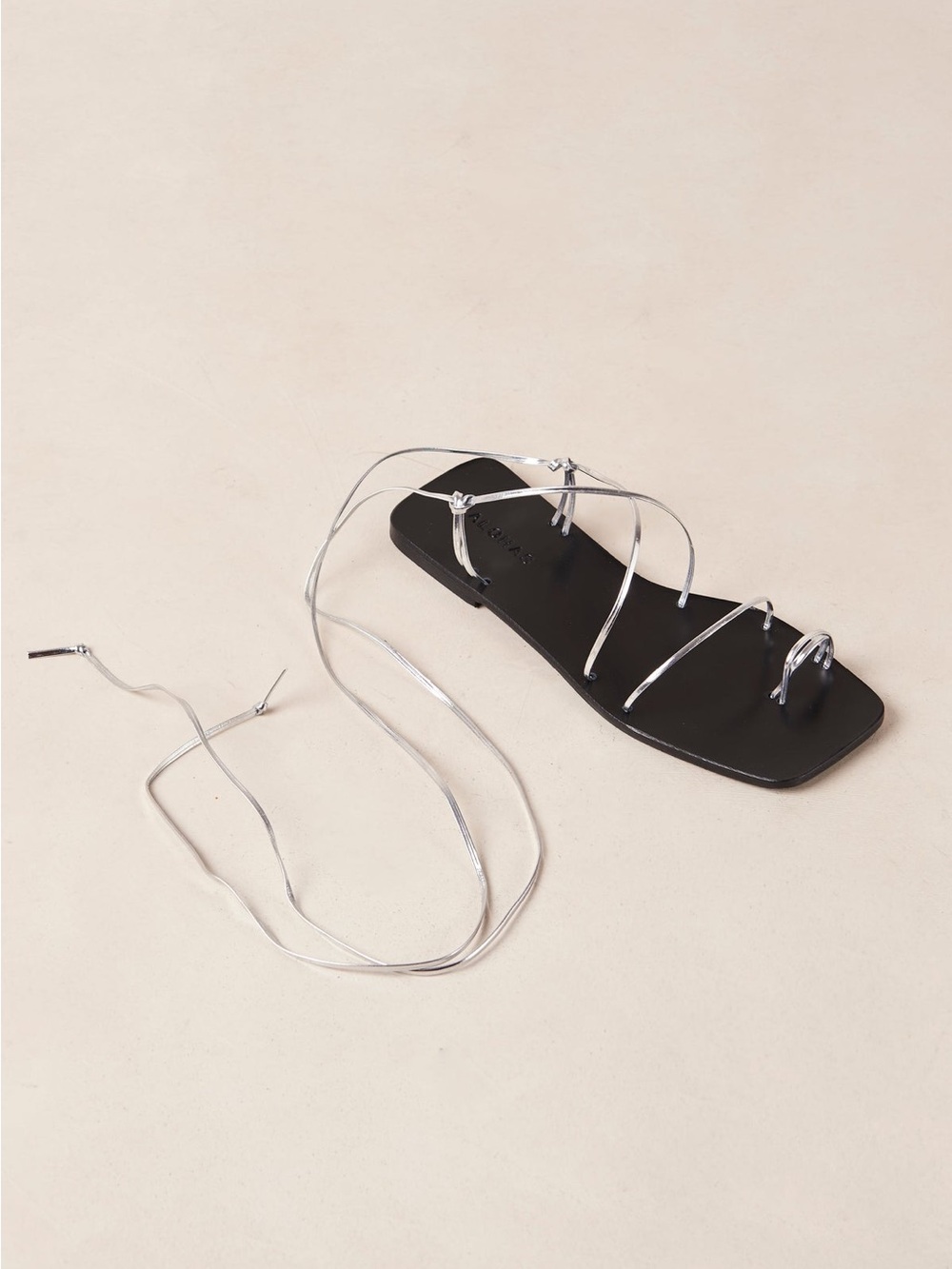 ALOHAS Silver Bamboo Shimmer Leather Sandals 39 9 - Picture 2 of 5